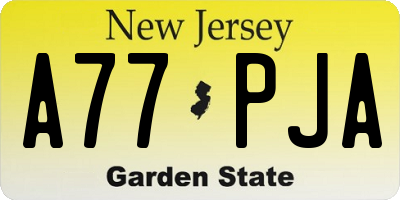 NJ license plate A77PJA