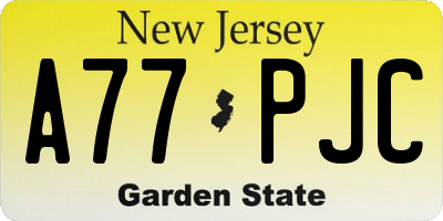 NJ license plate A77PJC