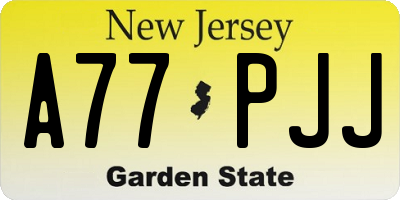 NJ license plate A77PJJ