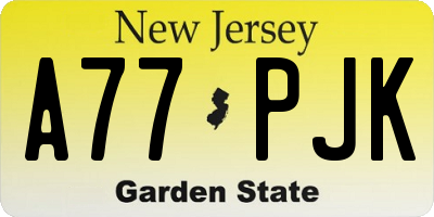 NJ license plate A77PJK