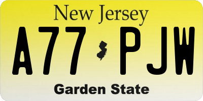 NJ license plate A77PJW