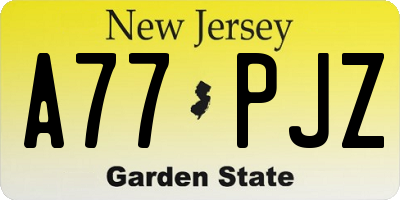 NJ license plate A77PJZ