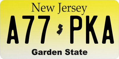 NJ license plate A77PKA