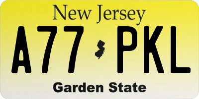 NJ license plate A77PKL