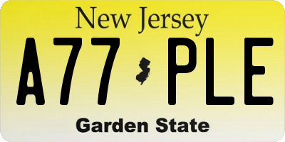 NJ license plate A77PLE