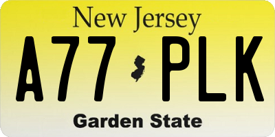 NJ license plate A77PLK