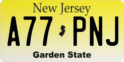 NJ license plate A77PNJ