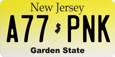 NJ license plate A77PNK