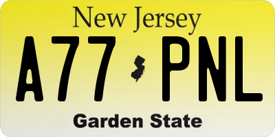 NJ license plate A77PNL