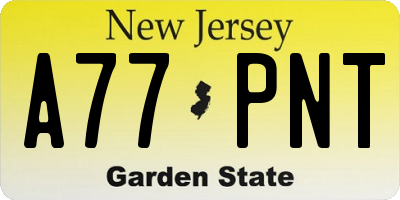 NJ license plate A77PNT
