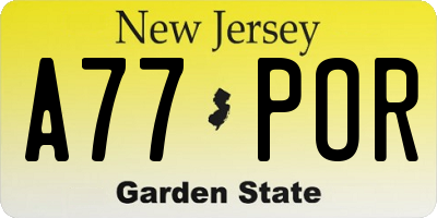 NJ license plate A77POR