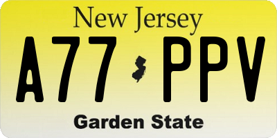 NJ license plate A77PPV
