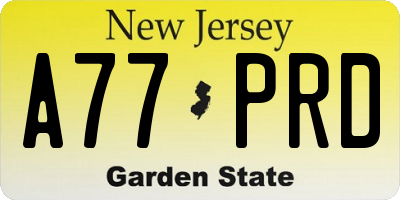 NJ license plate A77PRD