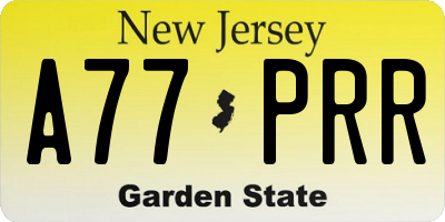 NJ license plate A77PRR
