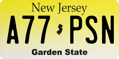 NJ license plate A77PSN
