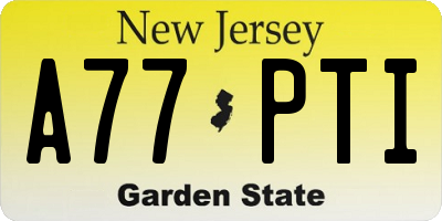 NJ license plate A77PTI
