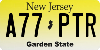 NJ license plate A77PTR