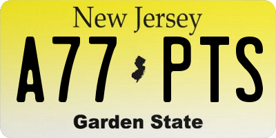 NJ license plate A77PTS