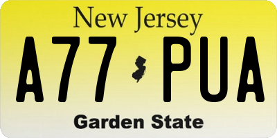 NJ license plate A77PUA