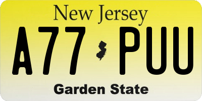 NJ license plate A77PUU