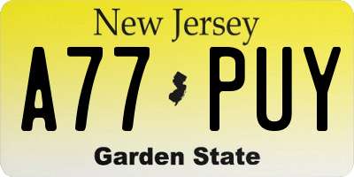 NJ license plate A77PUY