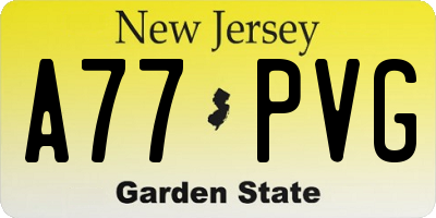 NJ license plate A77PVG