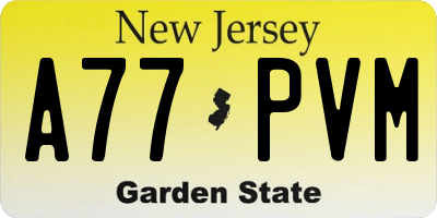NJ license plate A77PVM