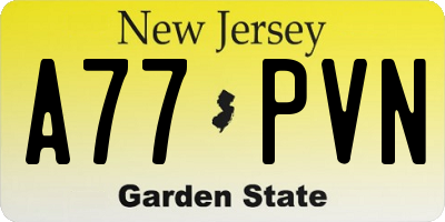 NJ license plate A77PVN