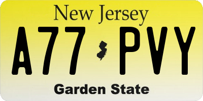 NJ license plate A77PVY