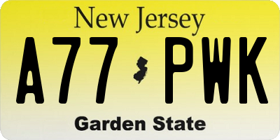 NJ license plate A77PWK