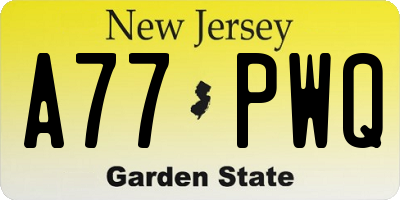 NJ license plate A77PWQ