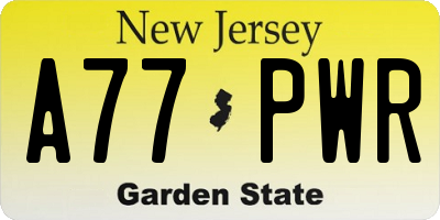 NJ license plate A77PWR
