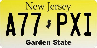 NJ license plate A77PXI