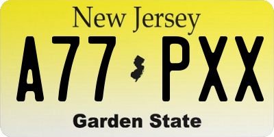 NJ license plate A77PXX