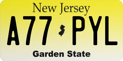 NJ license plate A77PYL