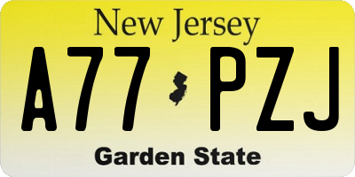 NJ license plate A77PZJ