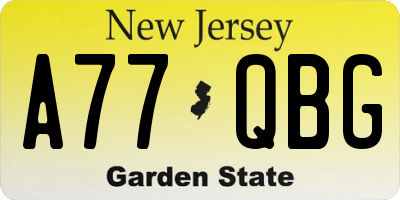 NJ license plate A77QBG