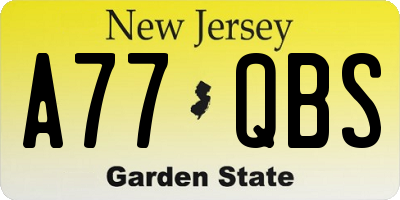 NJ license plate A77QBS