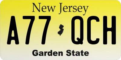 NJ license plate A77QCH