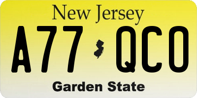 NJ license plate A77QCO
