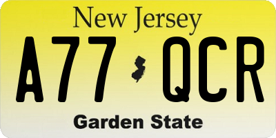 NJ license plate A77QCR