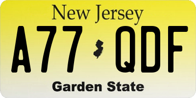 NJ license plate A77QDF