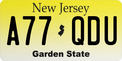 NJ license plate A77QDU