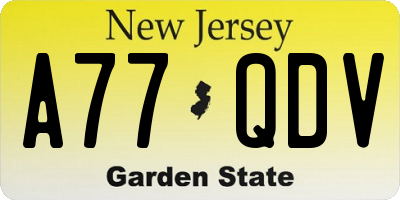 NJ license plate A77QDV