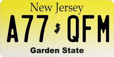 NJ license plate A77QFM
