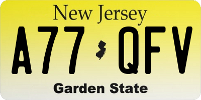 NJ license plate A77QFV