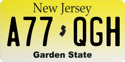 NJ license plate A77QGH