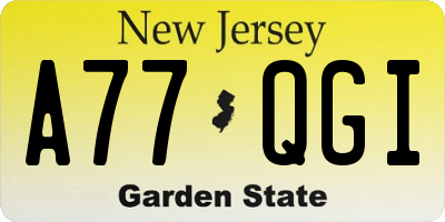 NJ license plate A77QGI