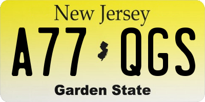 NJ license plate A77QGS