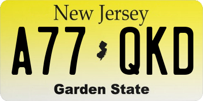 NJ license plate A77QKD